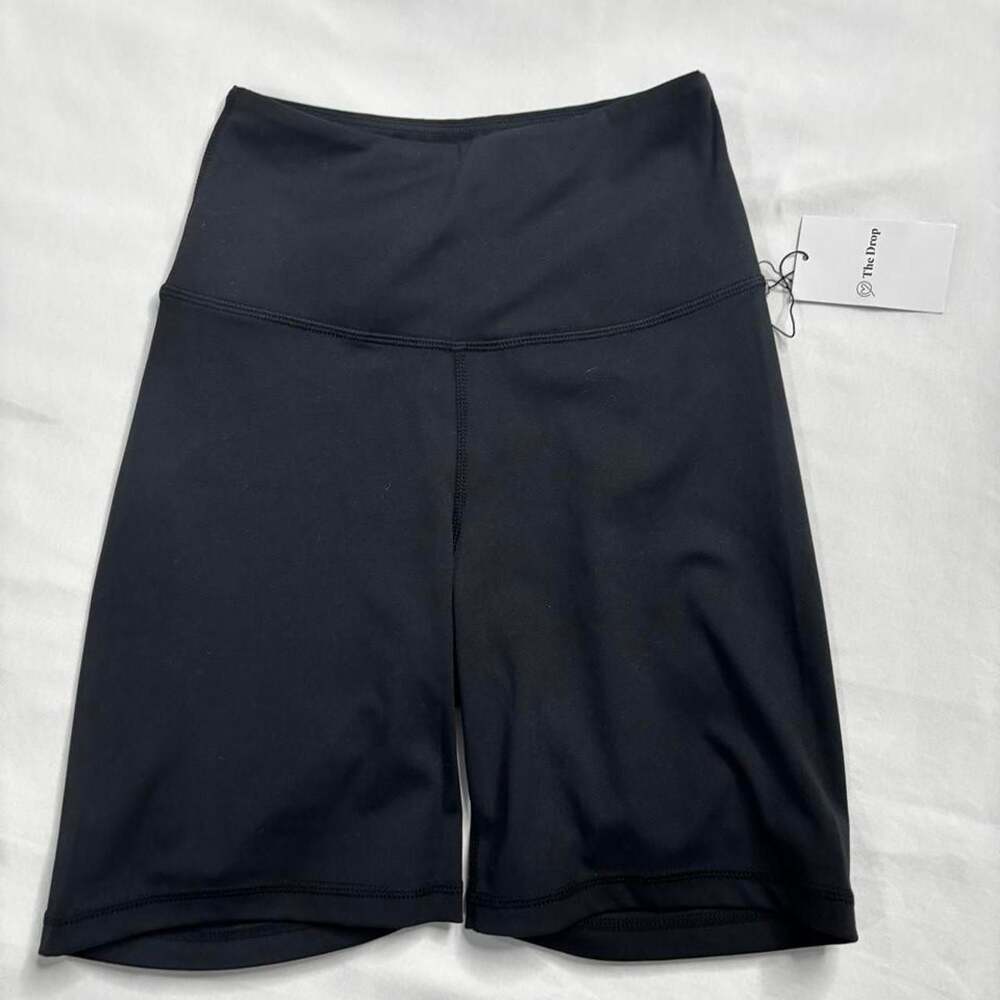 The Drop Lorrie High-Rise Biker Shorts Black Size S